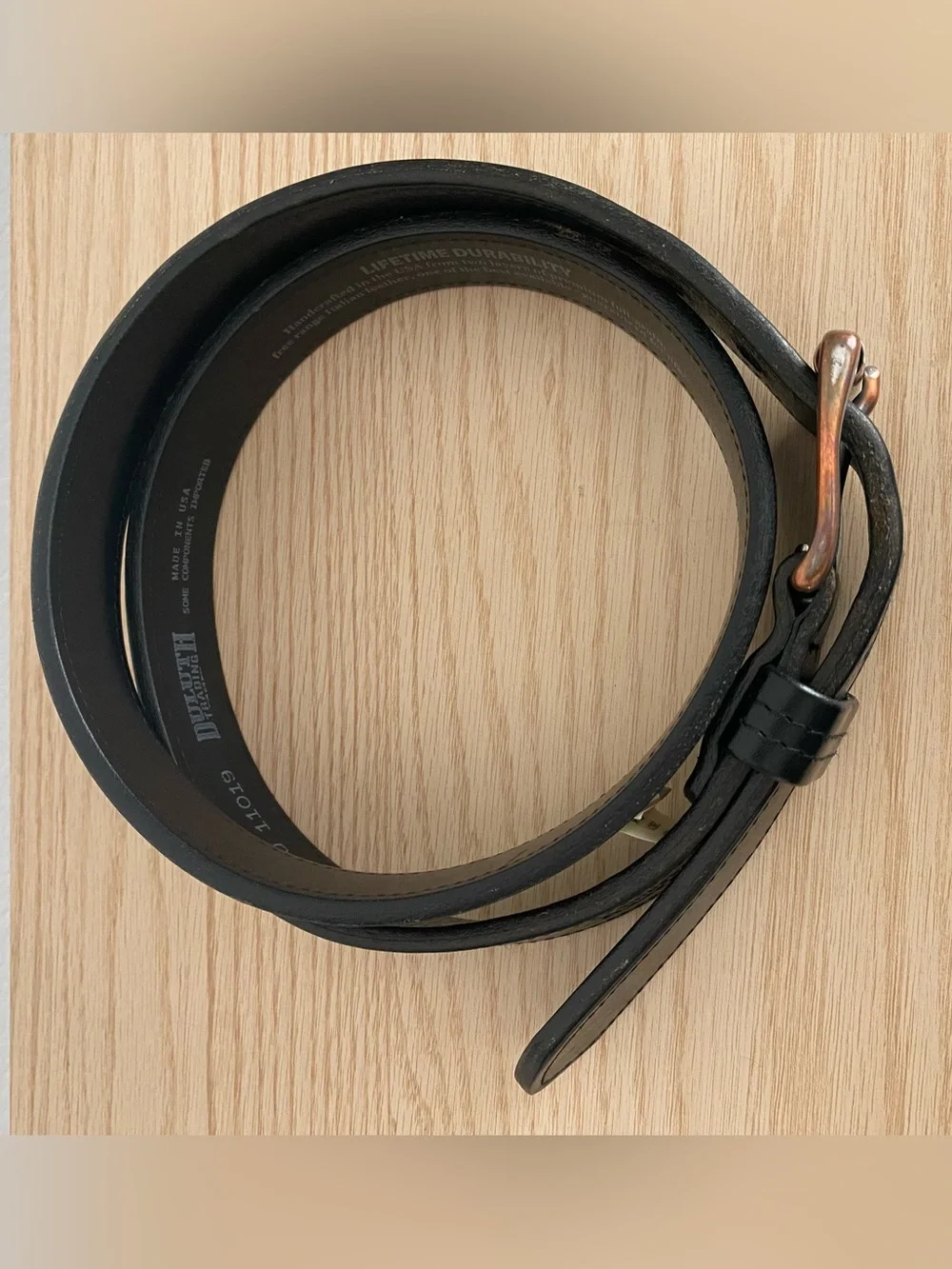 Duluth Trading Company Italian Leather Belt w/brass buckle